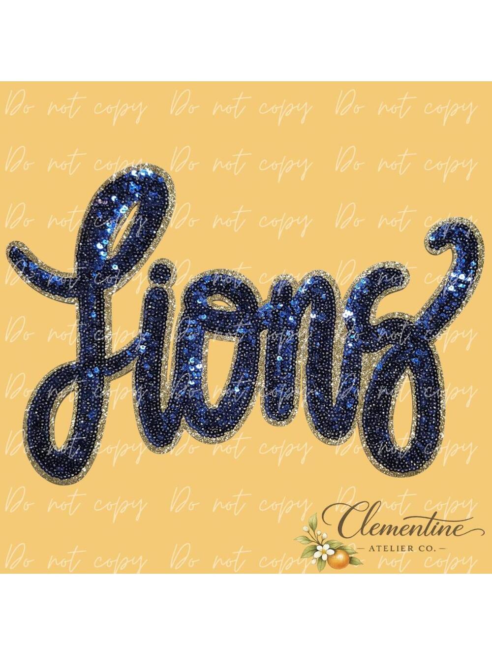 Lions Sequin Patch, Navy & GOLD Glitter Iron-on Patch